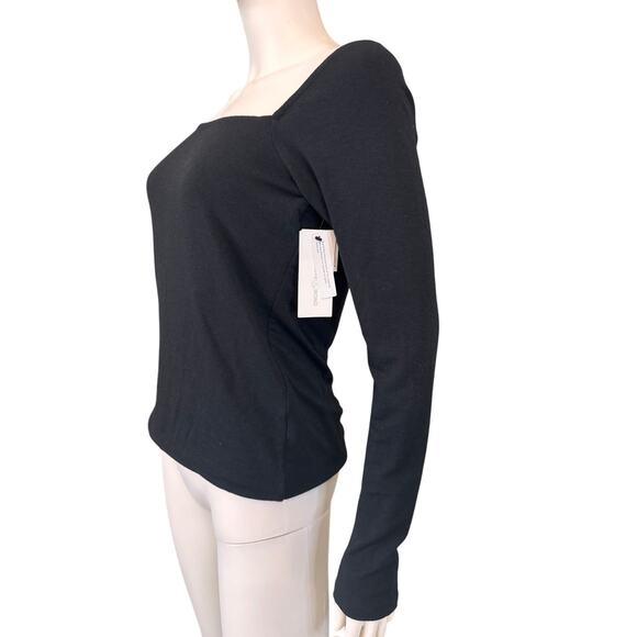 Treasure & Bond NORDSTROM Women's Black Long Sleeve Square Neck Top Size L - Picture 2 of 4